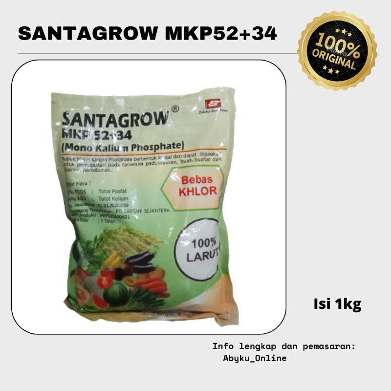 PUPUK SANTAGROW MKP 52+34 1kg