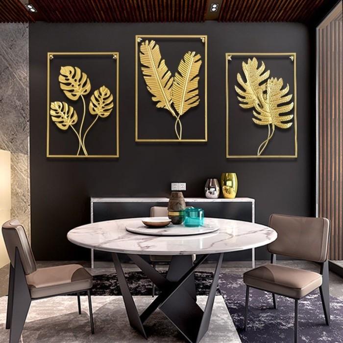Pajangan Dinding Daun , Hiasan Dinding, Wall Decor Frame Emas