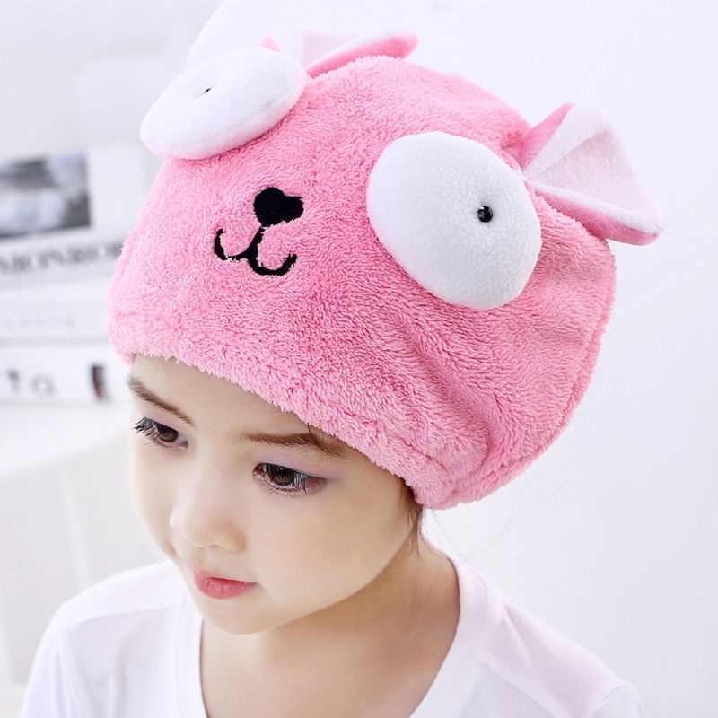 Holiven Topi Handuk Keramas Pengering Rambut Basah Praktis Pink