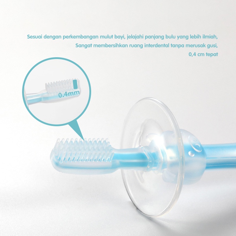 Holiven Sikat Gigi Bayi Silikon Halus Aman / Silicone Suction Cup Soft ToothBrush