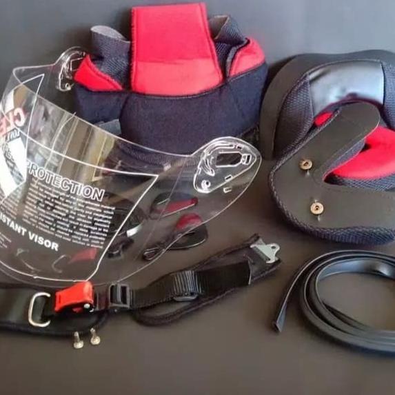 Paket busa helm NHK R6 full set kancing besi / Kaca helm/ tali /karet
