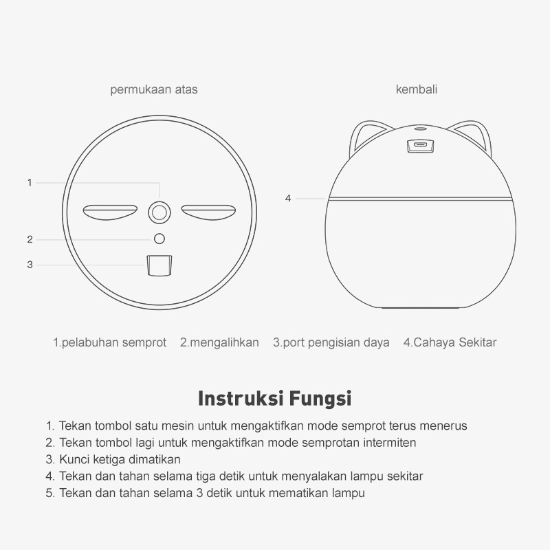 Holiven 100% ORI cute cat Humidifier 300ML Essential Oil Diffuser Aroma Terapi Pengharum Ruangan