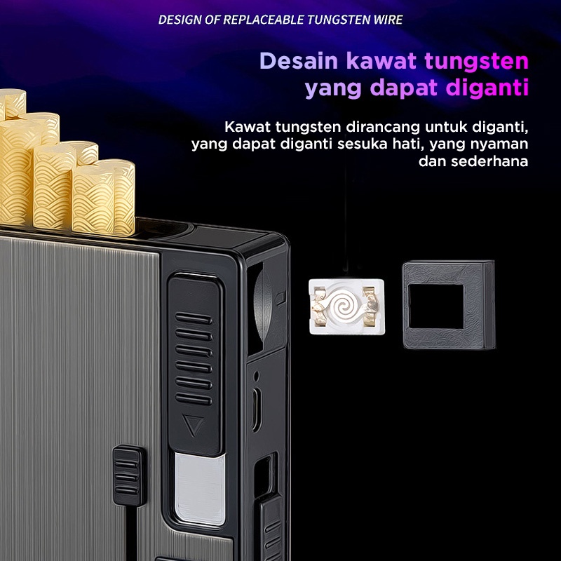 Holiven Kotak Rokok 10 Slot dengan Korek Elektrik