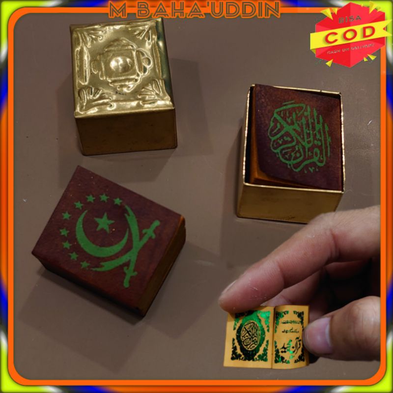 Al Qur'an stambul tinta hijau wadah kuningan