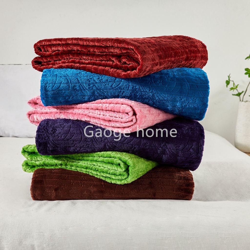 Selimut Bulu polos 180x200 emboss 3D Star Moon Flower Leaf Premium