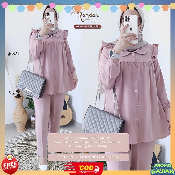 Stelan Rok Rayon Setean Perempuan Terbaru 2023 Setel Wnita Set Baju Celana Cewek Remaja Oneset Jumbo