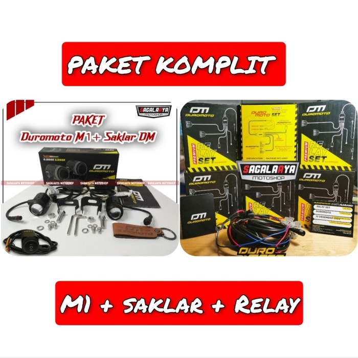 PAKET KOMPLIT LAMPU DUROMOTO M1 SAKLAR DAN RELAY SET ORIGINAL DM M 1