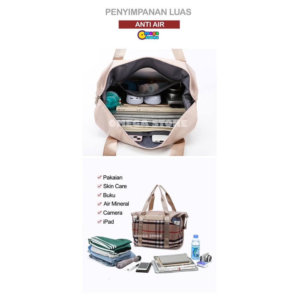 [O&amp;S] Travel Bag Waterproof Motif Kombinasi Kotak Duffel Bag Tas Travel Portable Gym - OS1009