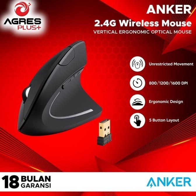 ANKER Wireless Vertical Ergonomic Mouse Super DPI A7852