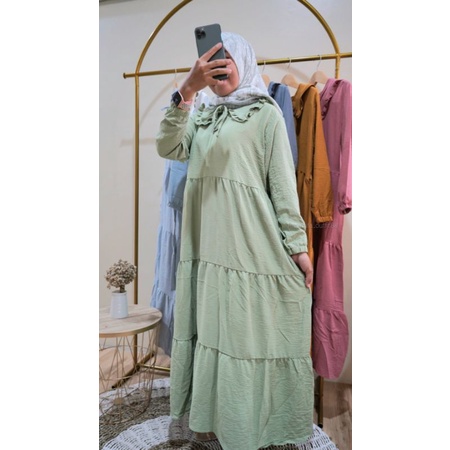 MAZAYA MIDI DRESS CRINCLE | DRESS MIDI WANITA | GAMIS WANITA