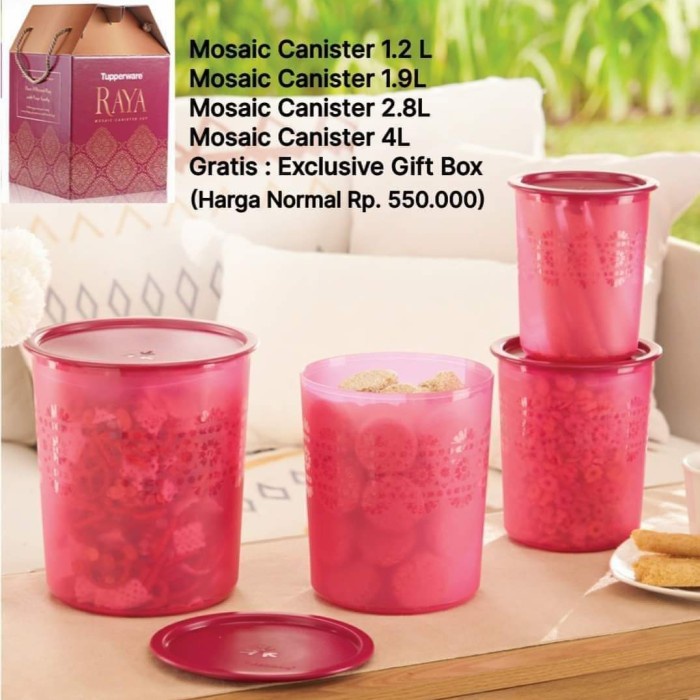 Octanita_Id- Raya Mosaic Canister Toples Set Tupperware