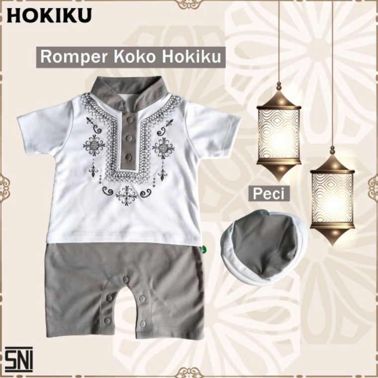 PALING LARIS Pakaian Muslim Baju Koko Bayi HOKIKU SNI / Romper Bayi Peci PREMIUM