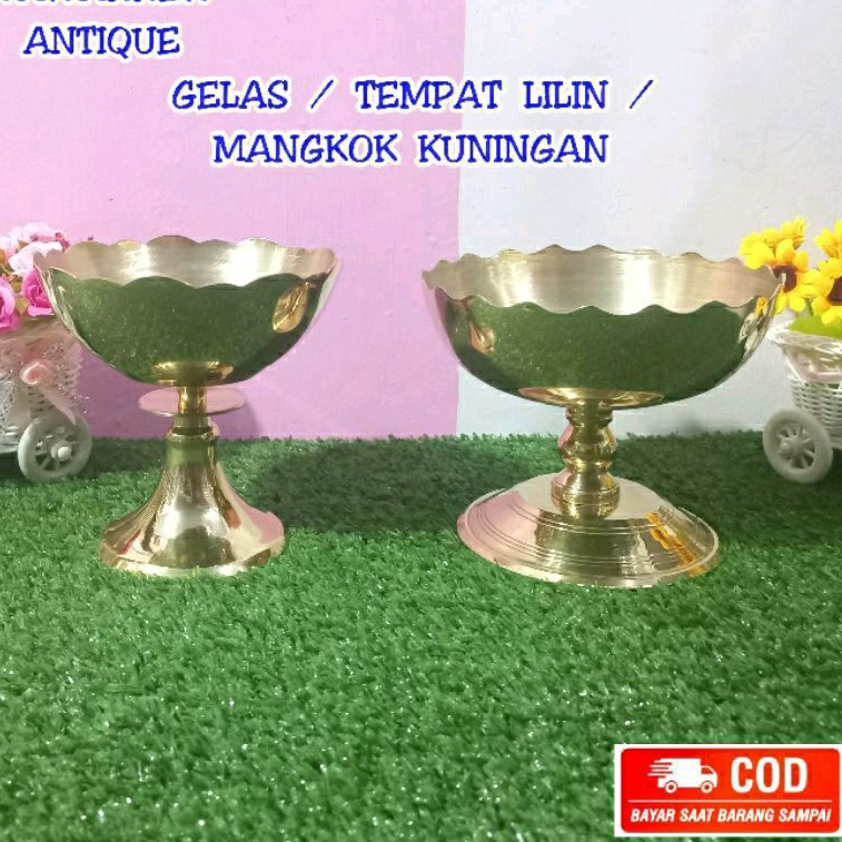 Tempat Lilin Cawan Aromaterapi Kuningan Wadah Bakar Ratus Hio lo Hiolo