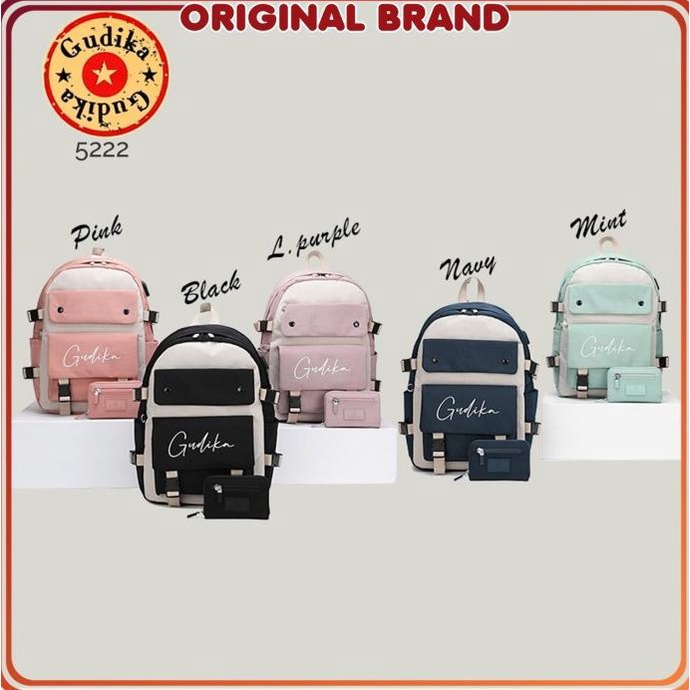 Tas Gudika 5222 - Tas Ransel Laptop Usb Set Dompet Wanita Pria Import