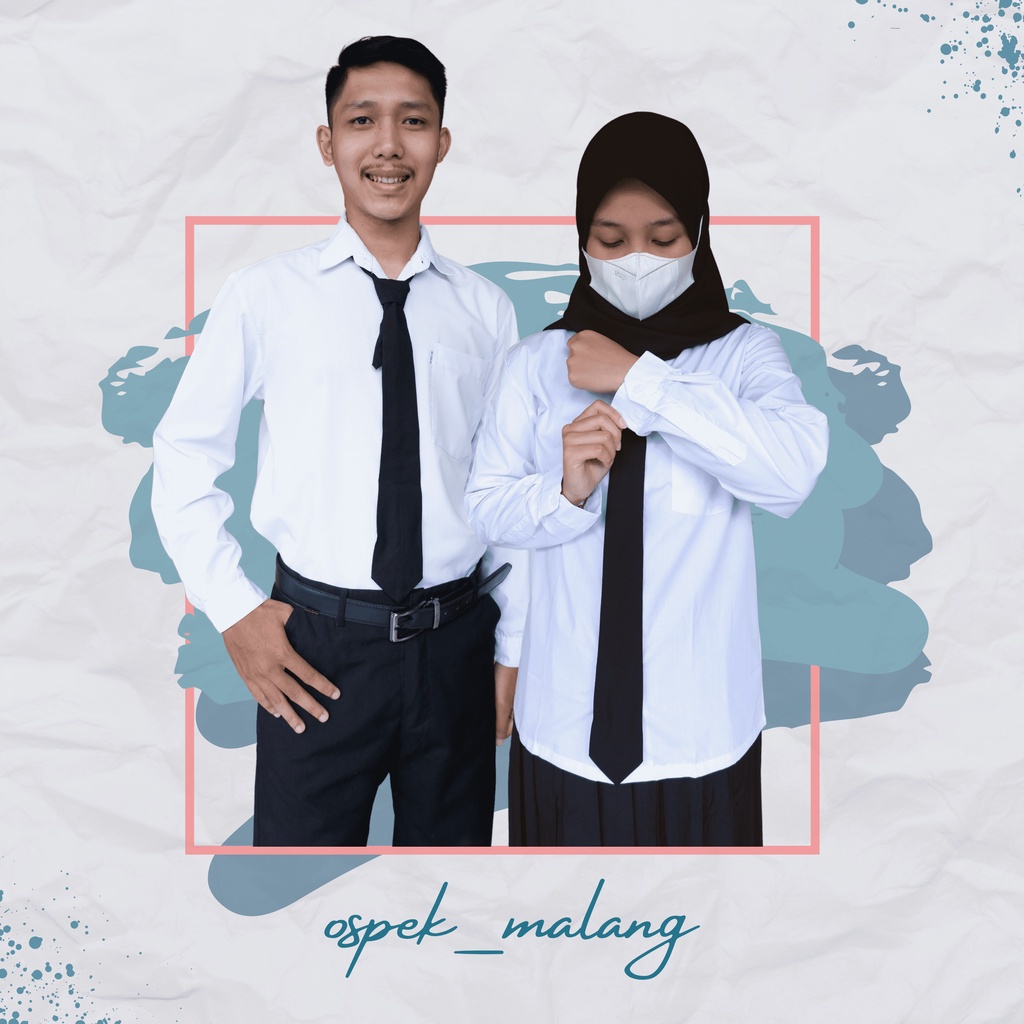 KEMEJA PUTIH POLOS/KEMEJA OSPEK + DASI HITAM