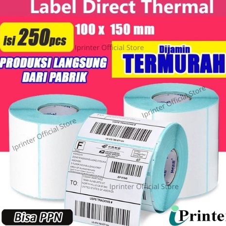 

[KODE PH6BI] label thermal label stiker barcode label pengiriman 100x150 / 250 pcs thermal