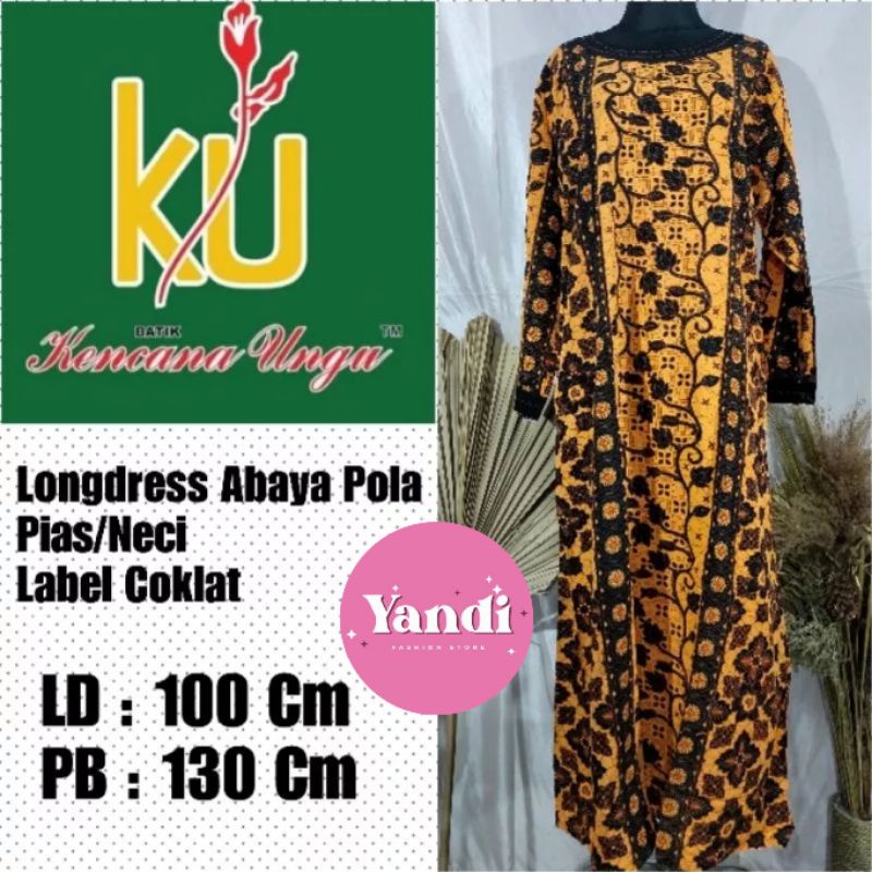 KENCANA UNGU ORI LONGDRESS ABAYA POLA PIAS / NECI LD 100 CM LABEL COKLAT