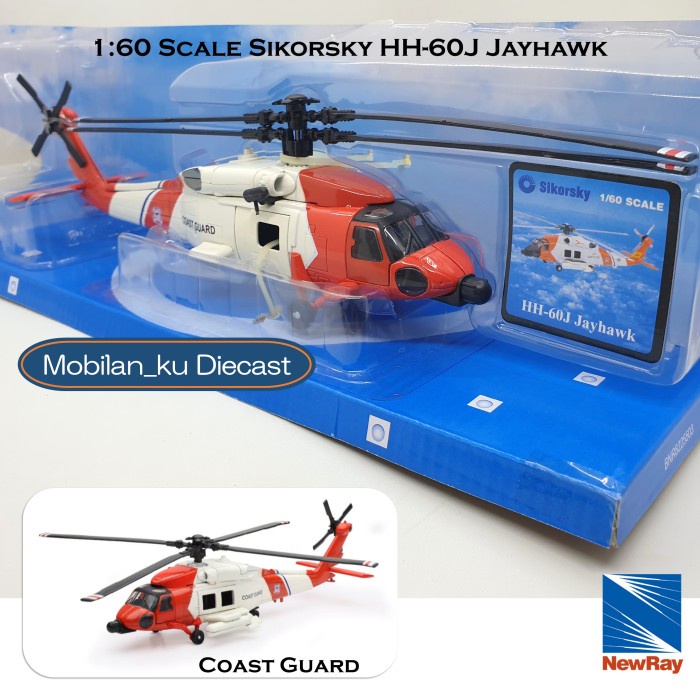 Terlaris Diecast Helicopter Coast Guard Hh-60J Jayhawk Newray 1:60 Sky Pilot