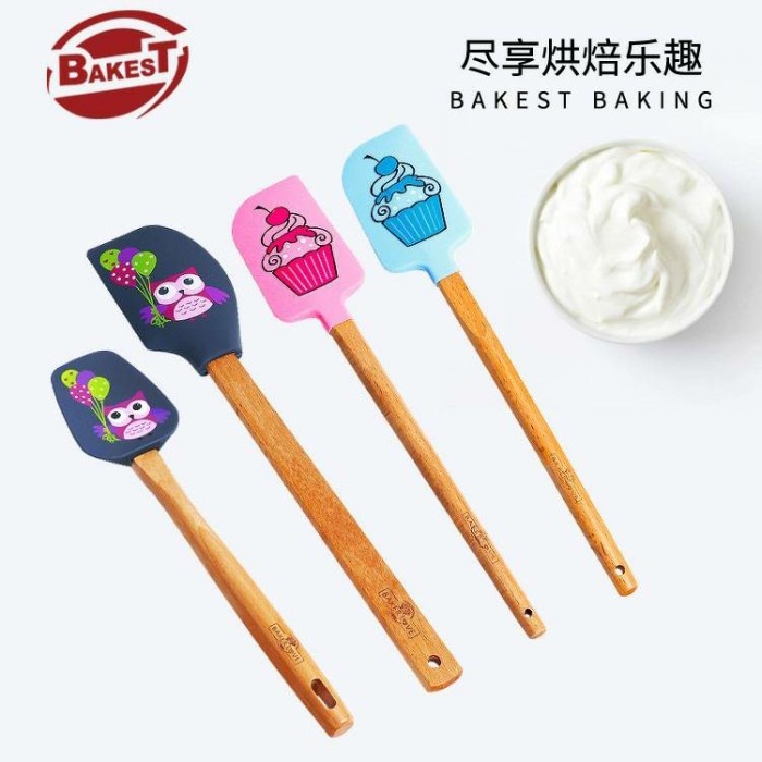 

Bakest Silicone Spatula Wooden Handle / Spatula Gagang Kayu - Grey Owl