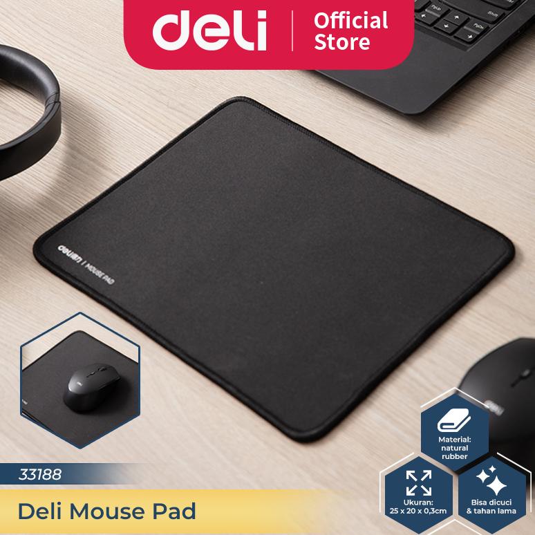 New Deli Mouse Pad / Tatakan Mouse Polos 25 X 20 Cm Warna Hitam Anti Slip Cocok Untuk Kantor 33188