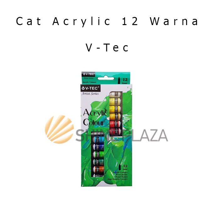 

EM50GO74 Cat Acrylic V-Tec 12 Warna Colors - Cat Akrilik V Tec Paint Set VT-612A ➠Ready