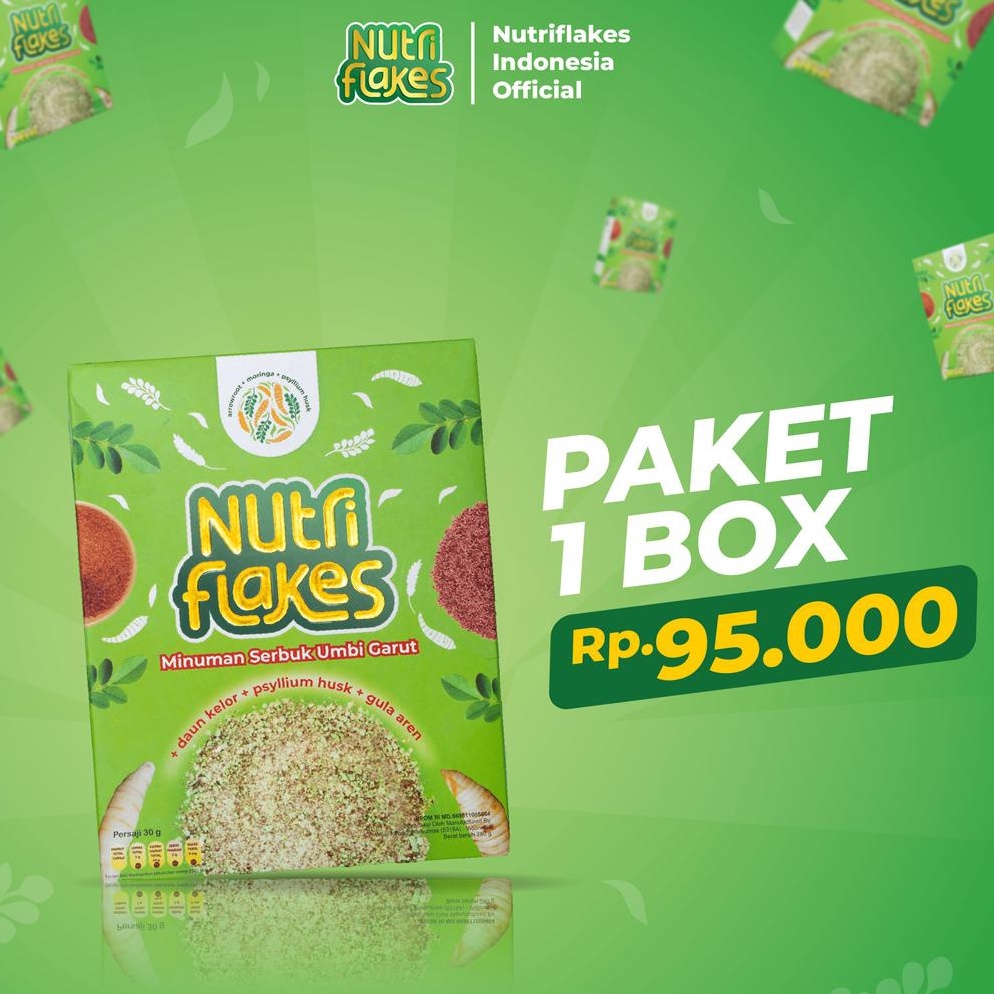 

12.12 MALL Nutriflakes Sereal Umbi Garut Solusi Asam lambung Original 1 Box