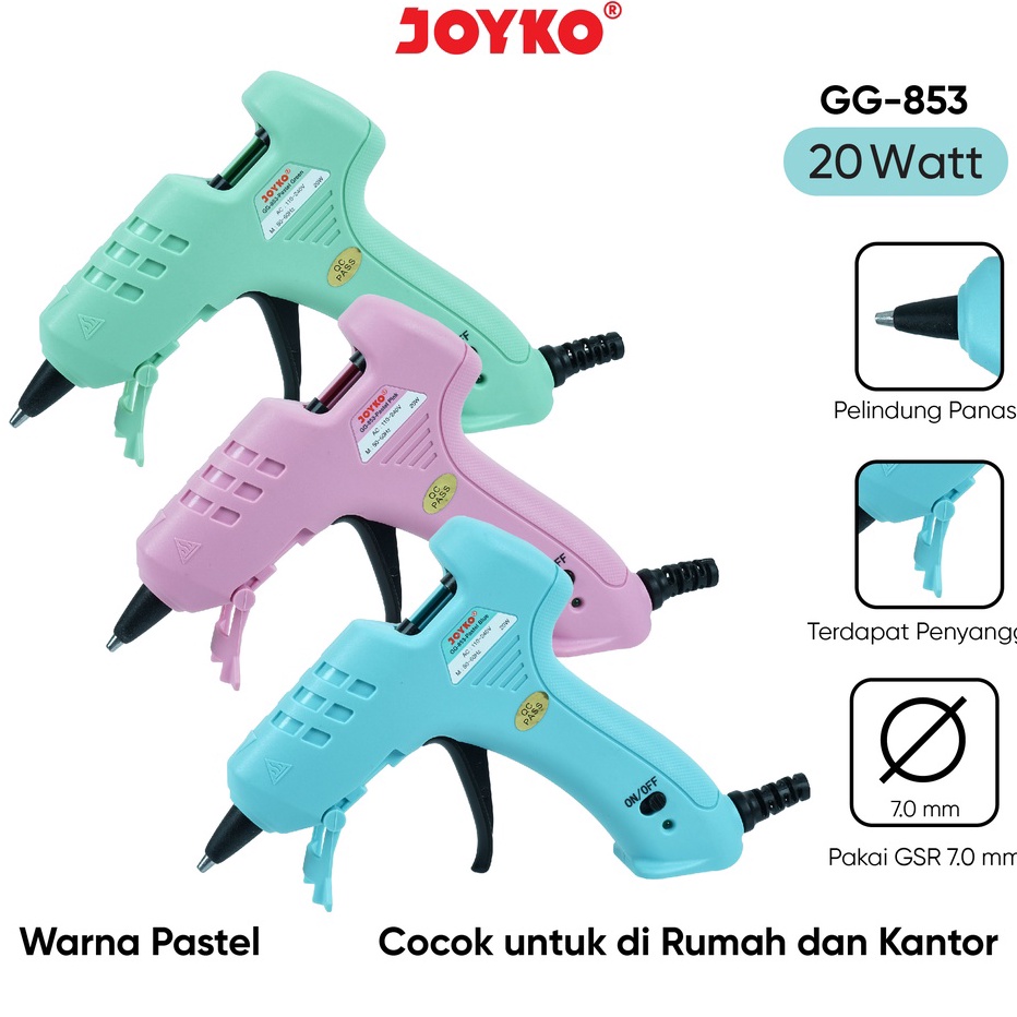 

[KODE PRODUK HHBYF6938] Glue Gun Lem Tembak Joyko GG-853 20 Watt Pastel Color