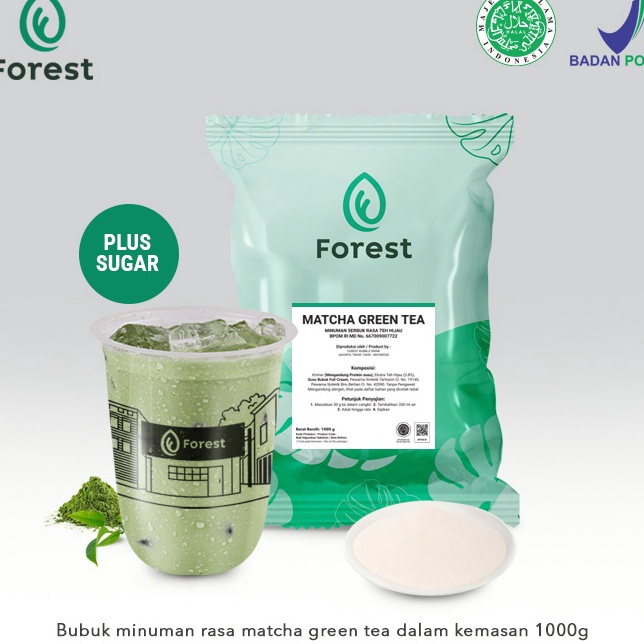 

kr❅Dijual ☍ Bubuk Minuman GREEN TEA Powder 1000g PLUS GULA - Forest Bubble Drink S99