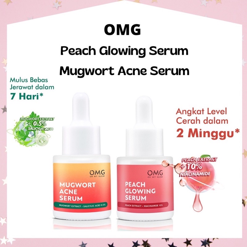 OMG OH MY GLOW SKINCARE | OMG PEACH GLOWING SERUM | OMG MUGWORT ACNE SERUM