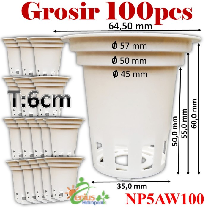 Terlaris Grosir 100Pcs Netpot Putih Multi Diameter 6Cm / Netpot Hidroponik