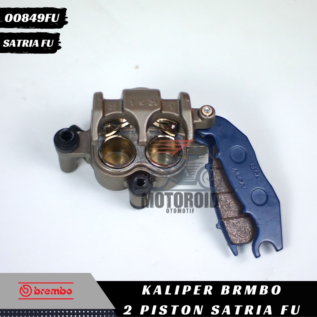 Kaliper Satria FU Chrome Samurai Kanan Piston Breket Cnc Ninja 2P Caliper BRB Silver