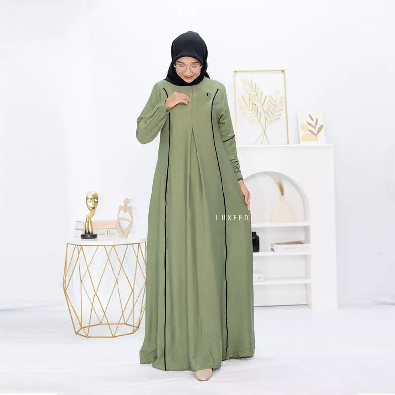 AndaraFashion-Woori Dress Bahan Crinkle Airflow Ukuran M L XL XXL Gamis Wanita Viral Terbaru 2023 Ny