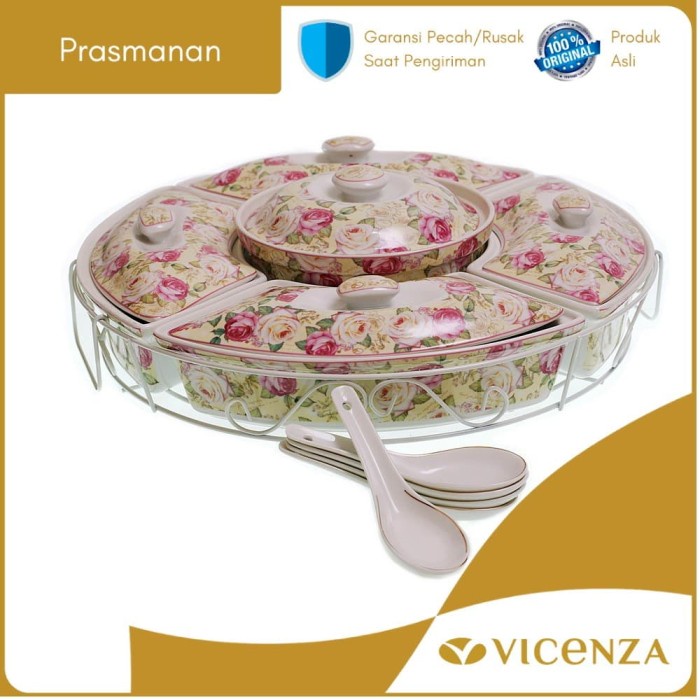 Terlaris Vicenza Prasmanan Penganan Dengan Roda Pemutar Ha14 Motif Mawar