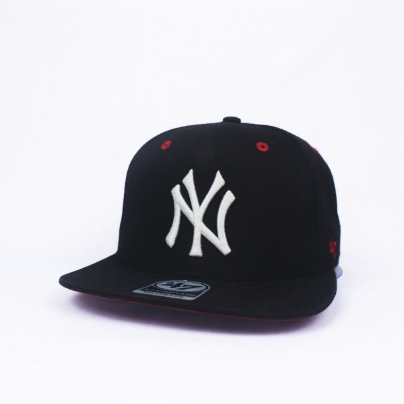 Topi Snapback 47Brand NY Yankees Black OSFA Adjustable Second Murah Original