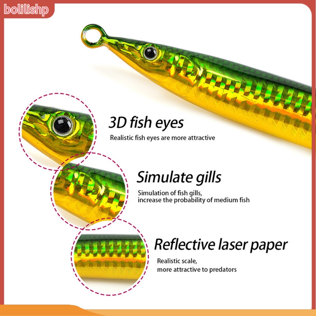 [Bolilishp] memancing Umpan 3D Fisheyes Simulasi Efek Bercahaya Reflektif Angling Memimpin Plat Besi Lure Tipe S Umpan Keras Memancing Pasokan