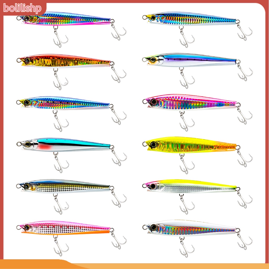 [Bolilishp] 50g/110mm Umpan Pancing Simulasi Lapisan Reflektif Kait Tajam Pancing Laut Panjang Casting Wastafel Pensil Buatan Umpan Peralatan Memancing