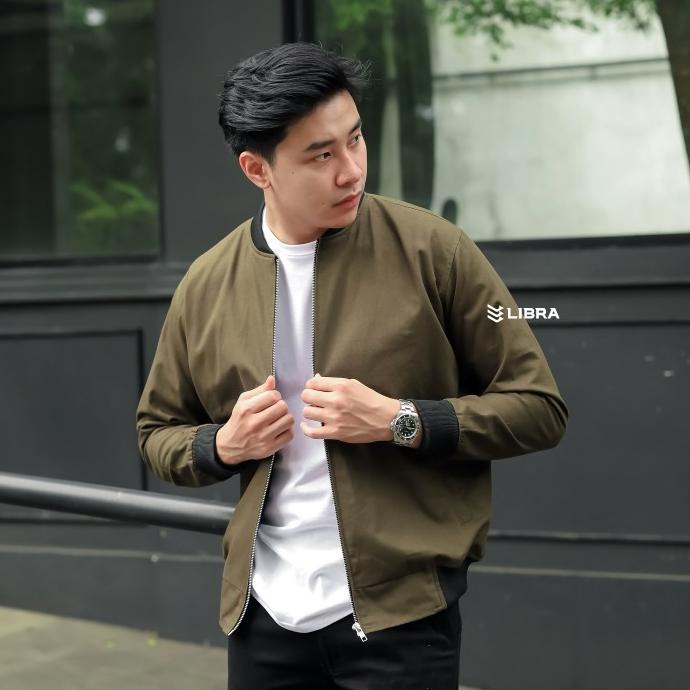 Jaket Canvas Premium Green Army / Jaket Pria / Jaket Bomber