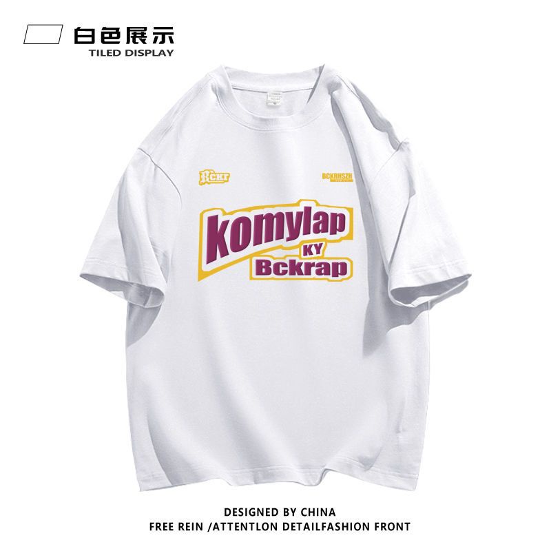 Red American Retro Lengan Pendek 100% Kaos Katun Wanita 2023 Baru Musim Panas Niche Longgar Lengan Setengah Top Pakaian In Tide