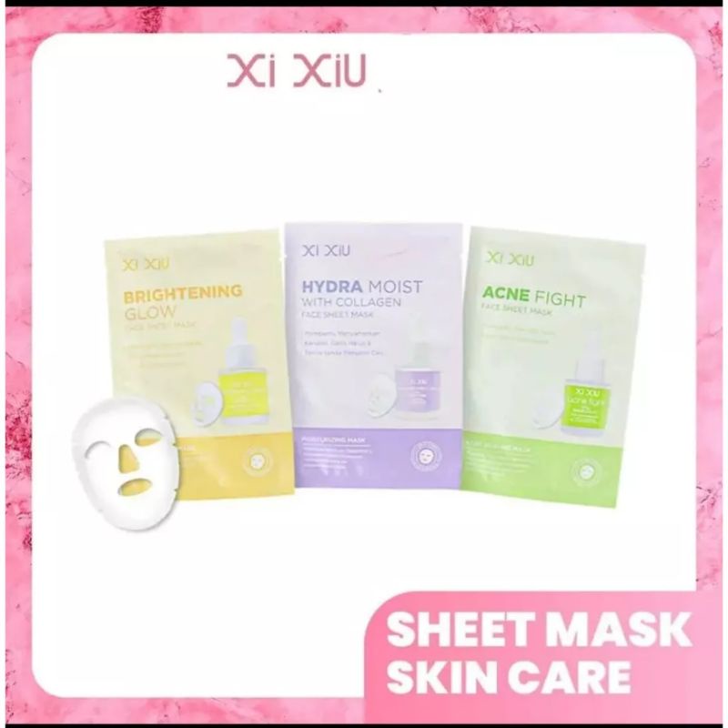 [Saset 22ml] Xi Xiu Face Sheet Mask Brightening Glow | Acne Fight | Hydra Moist With Collagen