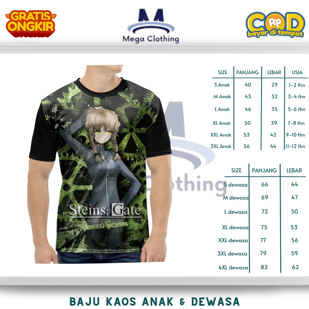 Kaos Steins Gate v2 Anak & Dewasa - Baju Couple Anak & Dewasa Steins Gate v2 Unisex Size S Anak hing