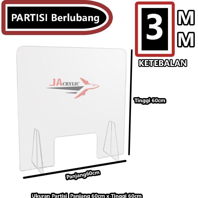 Partisi Akrilik Sekat Pembatas Meja Akrilik 60 X 60 3Mm