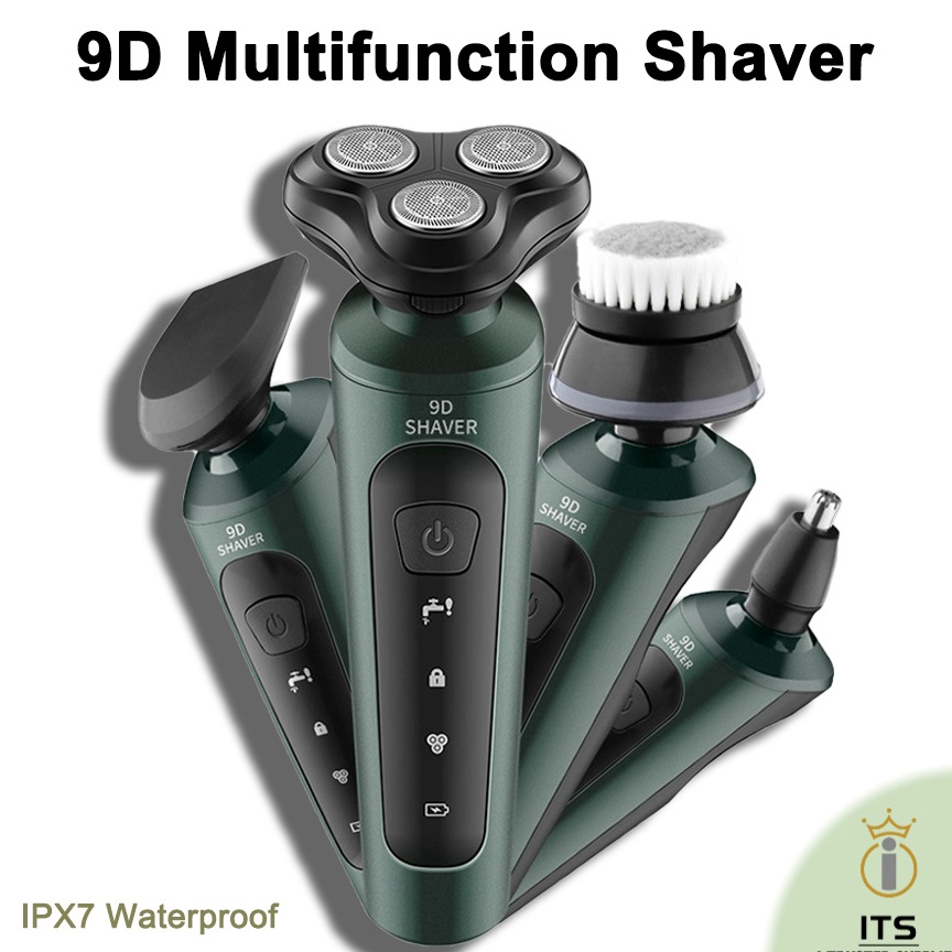 LarisΣITS 4In1 alat cukur kumis dan jenggot Multifungsi 9D Elektrik Shaver Pencukuran dalam Alat cukur rambut Pisau cukur IPX7 Waterproof Razor Kumis Jenggot⋆