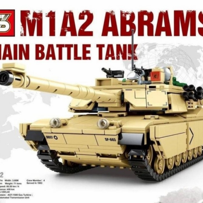 Terlaris Brick Tank 1052 Pcs M1A2 Abrams Main Battle Tank Sy 0100