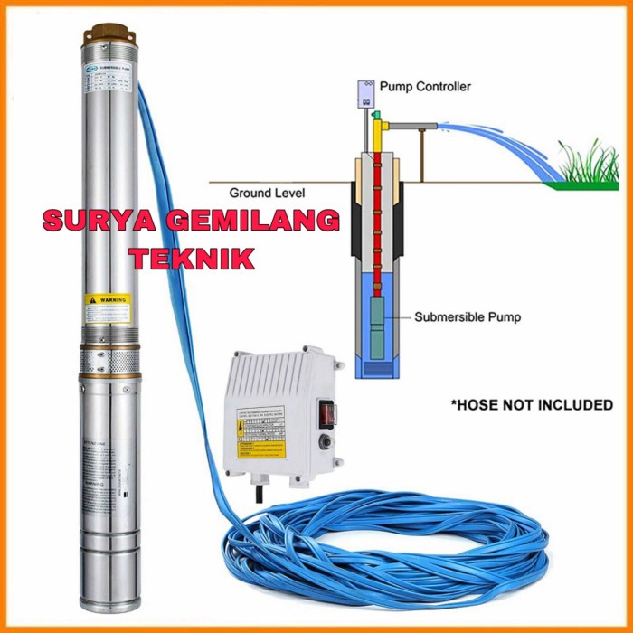 Pompa Air Satelit Nasional McPump Pompa Sumbersible 200Watt Lengkap