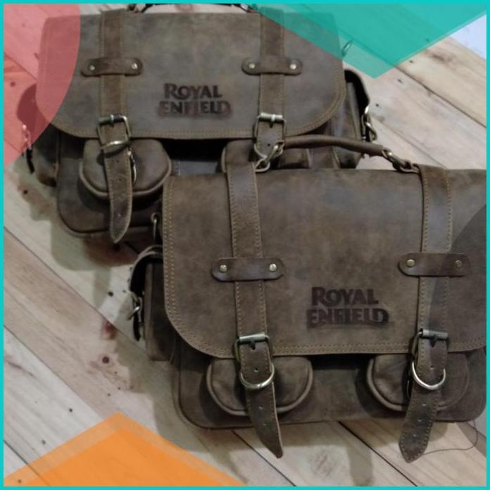 tas motor royal enfield ,side bag royal enfield leather 14JVNZ3 last stok