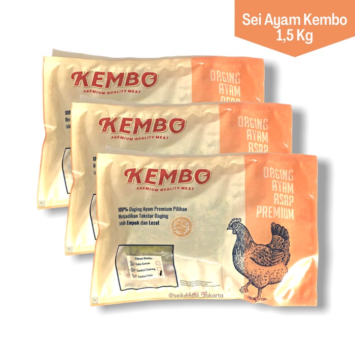 

Daging Asap Halal Sei Ayam Kembo 1,5 Kg + 3 Sambal