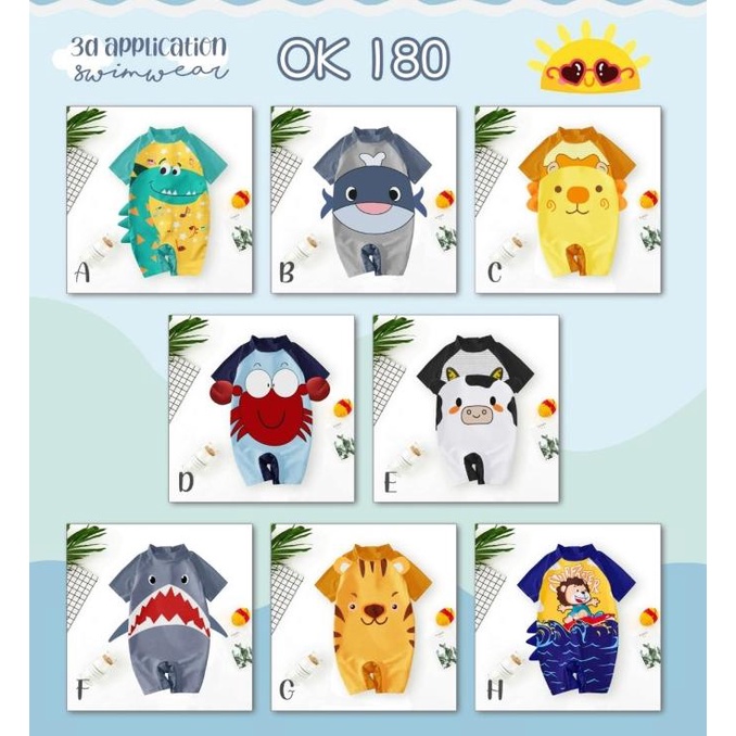 BJ368 usia newborn-9tahun baju renang anak bayi laki cowok baby swim