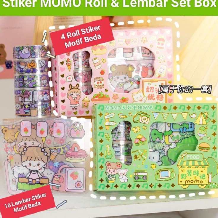 

nq✶Terlaris➺ Stiker Momo Set 4Roll + 10Lembar Stiker Kartun Karakter Korea DIY Anti Air C60 →