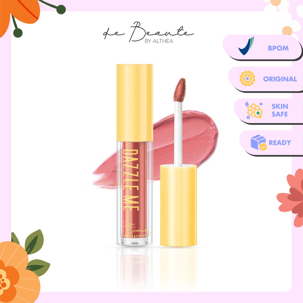 Dazzle Me Velvet Matte Lip Cream | Vitamin E Waterproof Lipstik Pigmented Tahan Lama 2.5gr