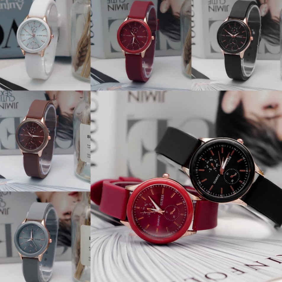 "SLN.15Jn23ᵂ" WBS JAM TANGAN WANITA / PRIA ANALOG CHRONO VARIASI QUARTZ  RUBBER WATCH IMPORT GROSIR 